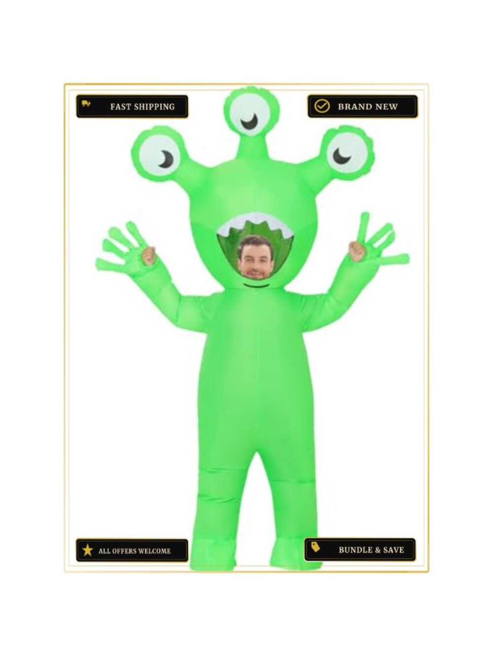 Alien Inflatable Costume Adult Blow Up Halloween Cosplay Funny Ride On